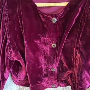 NAVAJO VELVET PURPLE GORGEOUS LONG SLEEVE WITH CUFF BUTTON UP BLOUSE SZ M